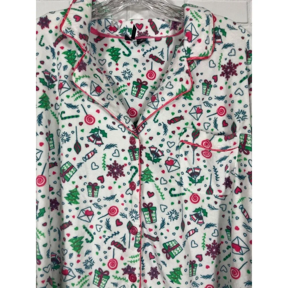 Christmas Pajama Top By Kensie Womens Size XL 100% Polyester Festive Print